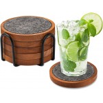 Wood Coaster for Drinks, Set of 5, Absorbent and Insulation Felt Stackable Cup Holders, Coasters for Wooden Table,4.15 inch