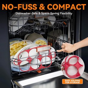 Baker's Friend 6 Round Silicone Egg Rings for Frying Eggs & Pancake, Non-Stick & Heat-Resistant, Ergonomic Handles, Omelette Ring for Griddle, 4 Inch, Red