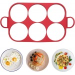 Baker's Friend 6 Round Silicone Egg Rings for Frying Eggs & Pancake, Non-Stick & Heat-Resistant, Ergonomic Handles, Omelette Ring for Griddle, 4 Inch, Red