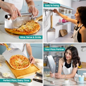 Aluminum Pizza Peel & Rocker Cutter Set (12