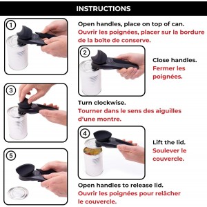 Starfrit MightiCan Can Opener - Safe - Holds Lid and Leaves No Sharp Edges on Lid - 3 year warranty - Comfort Grip - Heavy Duty Non-Slip Knob - 2025 Model