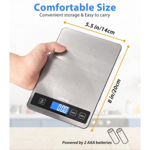 Food Scale - 15kg/33lb Digital Kitchen Scale with Full-View LCD Display, Grams and Ounces, Easy Clean Stainless Steel, 6 Units with Tare Function, Precise for Baking, Cooking & Meal Prep, Black