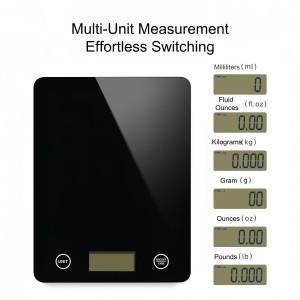 Digital Kitchen Scale, Food Scale with Tempered Glass, Grams and Ounces, 1g High Accuracy for Baking, Cooking, Food (Black Glass)