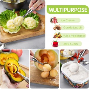 Ice Cream Scoop, 7.9 inches One-Piece Design Stainless Steel Scooper for Cookie Dough,Gelato, Sorbet,Heavy Duty with Comfort Handle, Dishwasher Safe