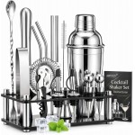 Cocktail Shaker Set, 18-Piece Bartender Kit with Acrylic Stand, 18/8 Stainless Steel Bar Set with Martini Shaker, Jigger, Muddler & Recipe Book for Home Bar