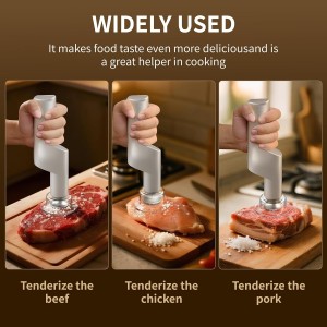 SIXRARI Electric Meat Tenderizer Tool, Adjustable 3 Speed Cordless Electric Meat Mallet, Powerful Motor, Easy to Clean, Kitchen Essentials for Tenderizing Steak/Beef/Chicken Chops and More (Silver)