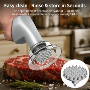 SIXRARI Electric Meat Tenderizer Tool, Adjustable 3 Speed Cordless Electric Meat Mallet, Powerful Motor, Easy to Clean, Kitchen Essentials for Tenderizing Steak/Beef/Chicken Chops and More (Silver)