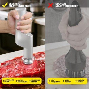 SIXRARI Electric Meat Tenderizer Tool, Adjustable 3 Speed Cordless Electric Meat Mallet, Powerful Motor, Easy to Clean, Kitchen Essentials for Tenderizing Steak/Beef/Chicken Chops and More (Silver)