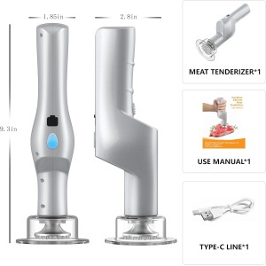 SIXRARI Electric Meat Tenderizer Tool, Adjustable 3 Speed Cordless Electric Meat Mallet, Powerful Motor, Easy to Clean, Kitchen Essentials for Tenderizing Steak/Beef/Chicken Chops and More (Silver)