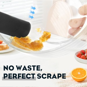 3pcs Silicone Jar Spatulas 10in Long Skinny Heat-Resistant, Narrow Spatula Set for Scraping Peanut Butter, Sourdough, Jam in Small Containers, Blenders & Baking (Black)