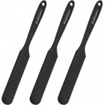 3pcs Silicone Jar Spatulas 10in Long Skinny Heat-Resistant, Narrow Spatula Set for Scraping Peanut Butter, Sourdough, Jam in Small Containers, Blenders & Baking (Black)