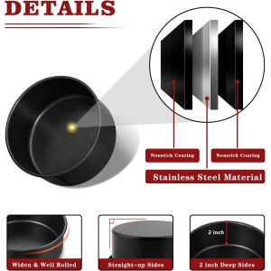 E-far 5 Inch Cake Pan Set of 3, Nonstick Stainless Steel Small Baking Pans Tins, Round Bakeware for Layer Cakes, Stainless Steel Core & Non-Toxic Coating, Straight Side & 2 Inch Deep