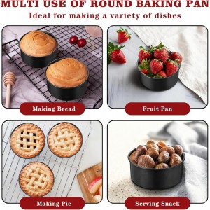 E-far 5 Inch Cake Pan Set of 3, Nonstick Stainless Steel Small Baking Pans Tins, Round Bakeware for Layer Cakes, Stainless Steel Core & Non-Toxic Coating, Straight Side & 2 Inch Deep