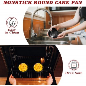 E-far 5 Inch Cake Pan Set of 3, Nonstick Stainless Steel Small Baking Pans Tins, Round Bakeware for Layer Cakes, Stainless Steel Core & Non-Toxic Coating, Straight Side & 2 Inch Deep