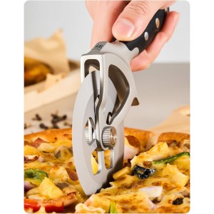 KYOKU 4 in. Pizza Cutter, Detachable Pizza Wheel Cutter with Sakura-Shaped Cutout, High Carbon Steel Wheel Pizza Slicer with 2 Wheel Blades Brush Hand Guard, Pizza Wheel Slicer for Pie Flatbread
