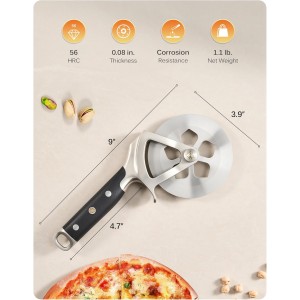 KYOKU 4 in. Pizza Cutter, Detachable Pizza Wheel Cutter with Sakura-Shaped Cutout, High Carbon Steel Wheel Pizza Slicer with 2 Wheel Blades Brush Hand Guard, Pizza Wheel Slicer for Pie Flatbread
