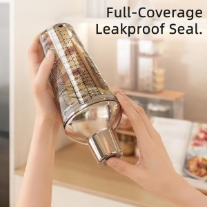 Glass Cocktail Shaker, with Recipes and Measurements 20oz, Built-in Strainer and Leakproof Seal, Clear Bar Tool for Margaritas, Martinis