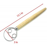 Flour Mixer, 13.1 Inch Length Stainlss Steel with Wood Handle for Dough Mixer Butter Cutter Baking (1)
