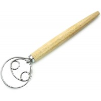 Flour Mixer, 13.1 Inch Length Stainlss Steel with Wood Handle for Dough Mixer Butter Cutter Baking (1)