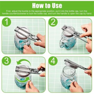 Adjustable Stainless Steel Jar Opener, Jar Opener for Weak Hands, Jar, Bottle, Can Lid Openers, Adjustable Multifunctional Stainless Steel Can Opener (Small+Large)