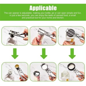 Adjustable Stainless Steel Jar Opener, Jar Opener for Weak Hands, Jar, Bottle, Can Lid Openers, Adjustable Multifunctional Stainless Steel Can Opener (Small+Large)