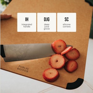 Public Goods Wood Cutting Board | Large Cutting Board for Kitchen | Made From Wood Fiber and Paper Composite | Non-Slip Silicone Corners | Dishwasher Safe, Durable, and Knife-Friendly | 17.3