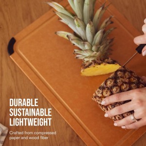 Public Goods Wood Cutting Board | Large Cutting Board for Kitchen | Made From Wood Fiber and Paper Composite | Non-Slip Silicone Corners | Dishwasher Safe, Durable, and Knife-Friendly | 17.3