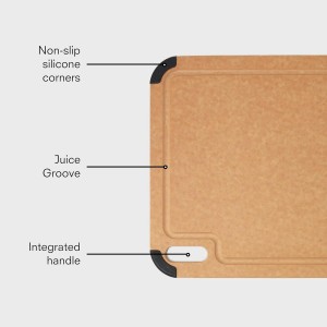 Public Goods Wood Cutting Board | Large Cutting Board for Kitchen | Made From Wood Fiber and Paper Composite | Non-Slip Silicone Corners | Dishwasher Safe, Durable, and Knife-Friendly | 17.3