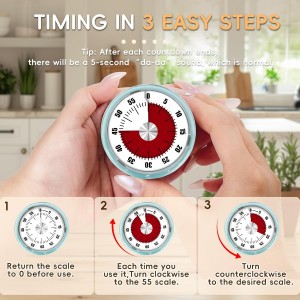 Kitchen Timers for Cooking, 0-60 Minute Visual Timer for Kids, Manual Cooking Magnetic Timer with Loud Alarm, Mechanical Stainless Steel Time Management for Classroom Desk Office for Office, Blue