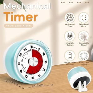 Kitchen Timers for Cooking, 0-60 Minute Visual Timer for Kids, Manual Cooking Magnetic Timer with Loud Alarm, Mechanical Stainless Steel Time Management for Classroom Desk Office for Office, Blue