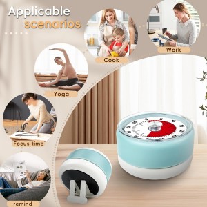 Kitchen Timers for Cooking, 0-60 Minute Visual Timer for Kids, Manual Cooking Magnetic Timer with Loud Alarm, Mechanical Stainless Steel Time Management for Classroom Desk Office for Office, Blue