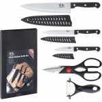 5 Pieces Kitchen knife Set, Knife Set Without Block with Sheathes, Stainless Steel Sharp Blade and Comfortable Handle, Chef Knife Set with Kitchen Scissors and Peeler for Cooking