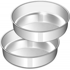 EWFEN 8 Inch Cake Pan Set of 2, Stainles...