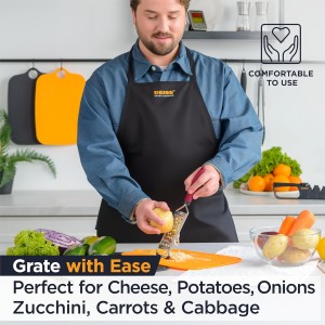 Deiss PRO Coarse Grater & Hand Held Cheese Grater - Sharp Stainless Steel Blades, Non-Slip Handle, Small Cheese Grater for Kitchen, Shredder, Dishwasher Safe