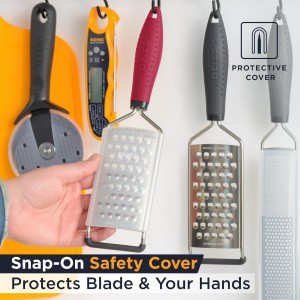 Deiss PRO Coarse Grater & Hand Held Cheese Grater - Sharp Stainless Steel Blades, Non-Slip Handle, Small Cheese Grater for Kitchen, Shredder, Dishwasher Safe