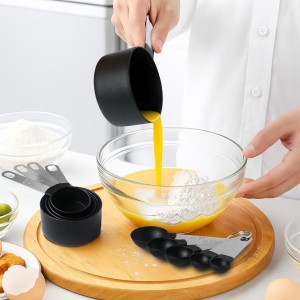 Measuring Cups and Spoons Set, 10-Piece Stackable Kitchen Tools with Stainless Steel Handles, Nesting Measurement Gadgets for Cooking & Baking (pink)