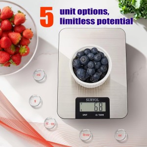 Food Kitchen Scale High-Precision Digital Scale Accurate Weighing for Baking & Cooking Enthusiasts(Shiny Black)