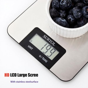 Food Kitchen Scale High-Precision Digital Scale Accurate Weighing for Baking & Cooking Enthusiasts(Shiny Black)