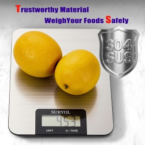 Food Kitchen Scale High-Precision Digital Scale Accurate Weighing for Baking & Cooking Enthusiasts(Shiny Black)