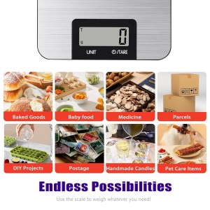 Food Kitchen Scale High-Precision Digital Scale Accurate Weighing for Baking & Cooking Enthusiasts(Shiny Black)