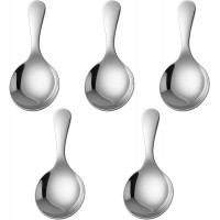 5 PCS Short Handle Spoons Stainless Spoons Silver Coffee Scoops Mini Scoops for Canisters Teaspoon Scoop Small Candy Scoops Salt Spoon Ice Cream Scoop for Tea Desserts Coffee Condiments（Silver）