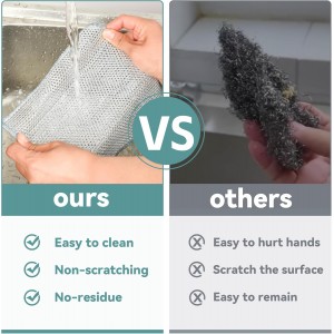 12Pcs Multipurpose Wire Dishwashing Cloths, Non-Scratch Wire Dishcloths, Double Layer & Wet & Dry Cleaning Cloths, Steel Mesh Cleaning Rags for Dishes/Metal/Home/Kitchen