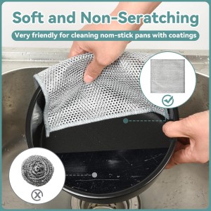 12Pcs Multipurpose Wire Dishwashing Cloths, Non-Scratch Wire Dishcloths, Double Layer & Wet & Dry Cleaning Cloths, Steel Mesh Cleaning Rags for Dishes/Metal/Home/Kitchen