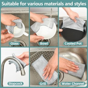 12Pcs Multipurpose Wire Dishwashing Cloths, Non-Scratch Wire Dishcloths, Double Layer & Wet & Dry Cleaning Cloths, Steel Mesh Cleaning Rags for Dishes/Metal/Home/Kitchen
