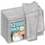 12Pcs Multipurpose Wire Dishwashing Cloths, Non-Scratch Wire Dishcloths, Double Layer & Wet & Dry Cleaning Cloths, Steel Mesh Cleaning Rags for Dishes/Metal/Home/Kitchen