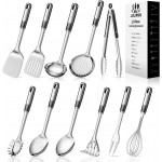 Stainless Steel Kitchen Utensil Set – Premium Thickened Cooking Utensils Set, Silver Kitchen Tools Set for Cooking, Dishwasher Safe Kitchen Tool Set