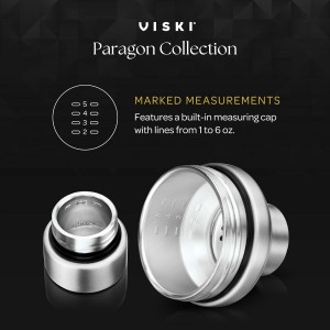 Viski Paragon Stainless Steel Cocktail Shaker, Double-Walled Drink Mixer with Built-in Strainer and Measuring Cap, Perfect for Cocktails, Martini, Mojito, Margarita, 23 oz, Set of 1, Platinum