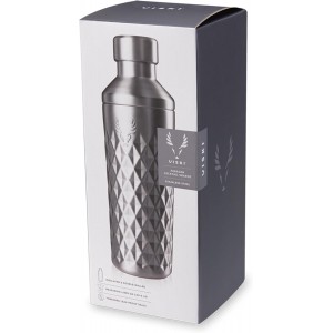 Viski Paragon Stainless Steel Cocktail Shaker, Double-Walled Drink Mixer with Built-in Strainer and Measuring Cap, Perfect for Cocktails, Martini, Mojito, Margarita, 23 oz, Set of 1, Platinum
