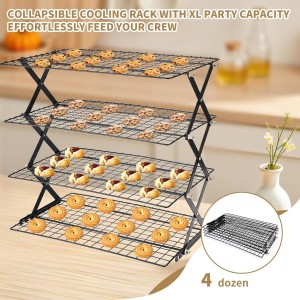 Cooling Racks for Cooking and Baking，2/3/4-Tier Upgraded Collapsible Cooling Rack，Adjustable 3 Setting Stackable Design，Nonstick Wire Rack for Baking，Roasting，Drying，Cookie，Cake，Muffins，Space Saving