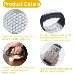 Stainless Steel Garlic Press Rocker Set - Heavy Duty Garlic Mincer, Crusher & Chopper with Silicone Peeler, Scraper & Cleaning Brush - Effortless Smasher and Grinder Tool for Easy Kitchen Prep (Green)